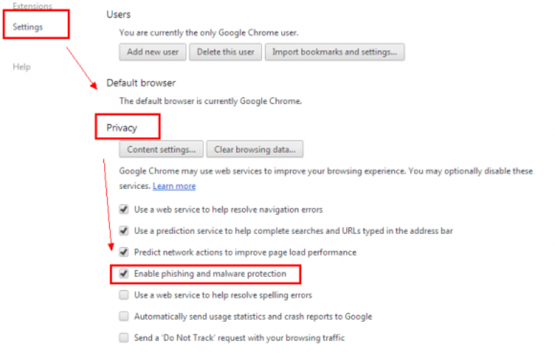 Enable phishing and malware protection
